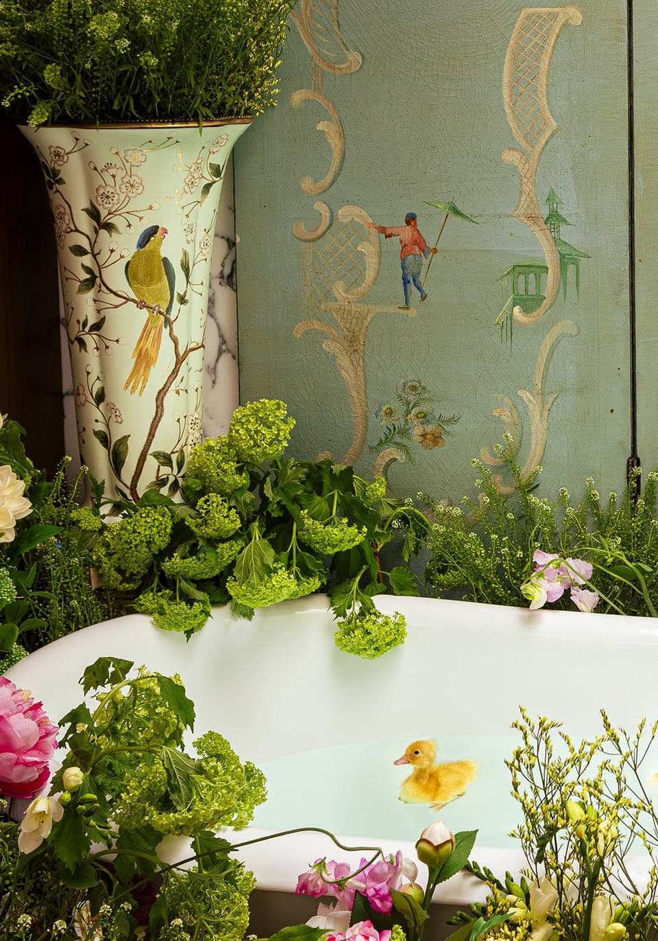 Aurora Regency Style Songbird Porcelain and Metal Vase - Casa by Josephine Jenno