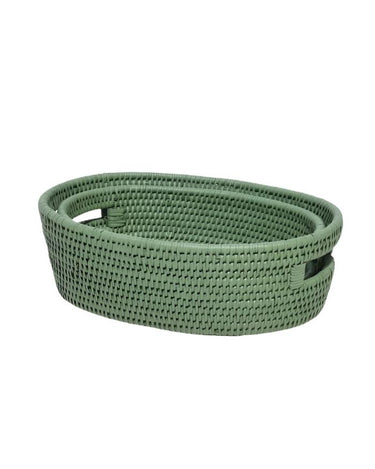 Basket Cotswolds Oval Rattan Basket Green - Set of 2