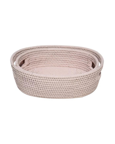 Basket Cotswolds Oval Rattan Basket Pink - Set of 2