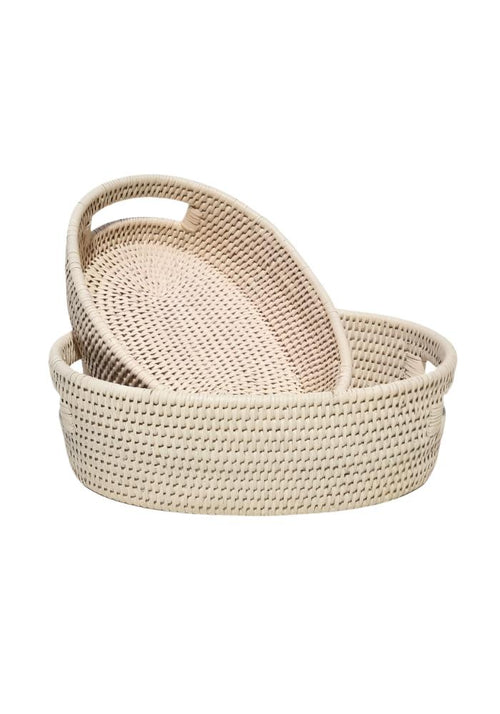 Cotswolds Oval Rattan Basket Yellow -  Set of 2