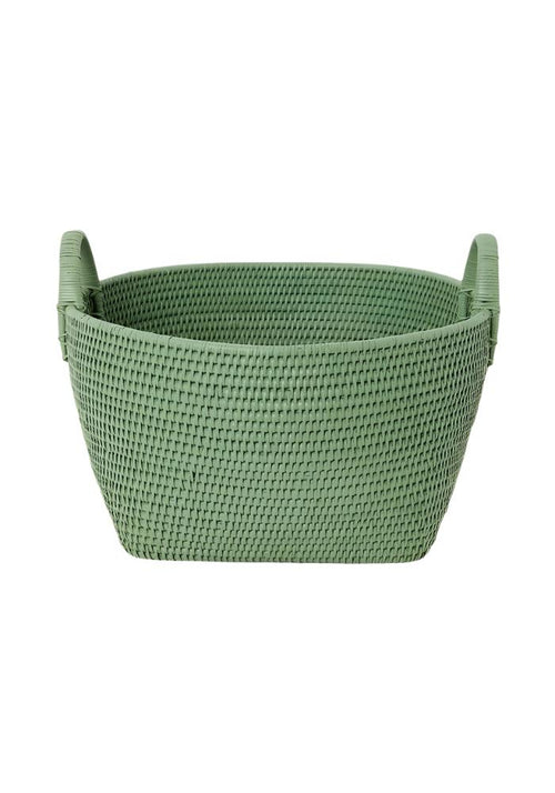 Handy Handwoven Rattan Basket - Green