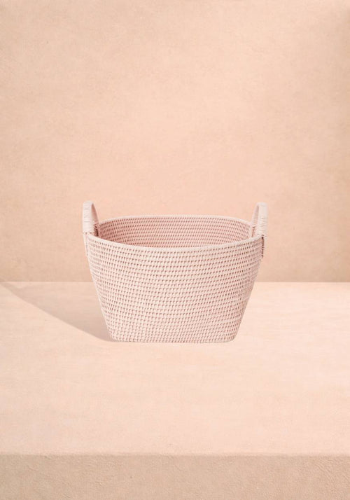 Handy Handwoven Rattan Basket - Pink