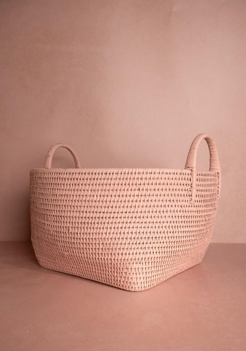 Handy Handwoven Rattan Basket - Pink