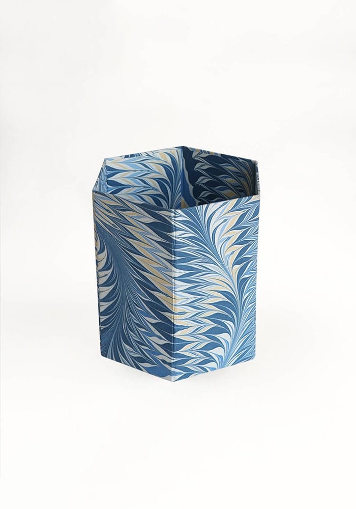 Hand Marbled Hexagon Collapsible Basket