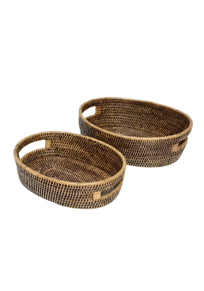 Basket Oval Rattan Basket- Brown