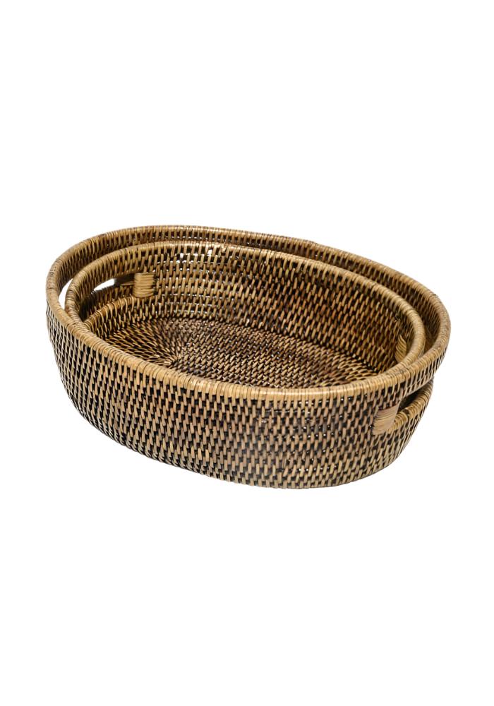 Basket Oval Rattan Basket- Brown