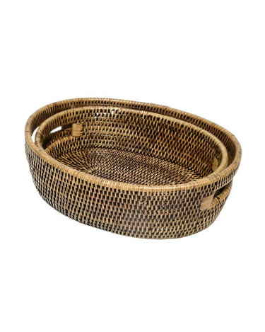 Basket Oval Rattan Basket- Brown