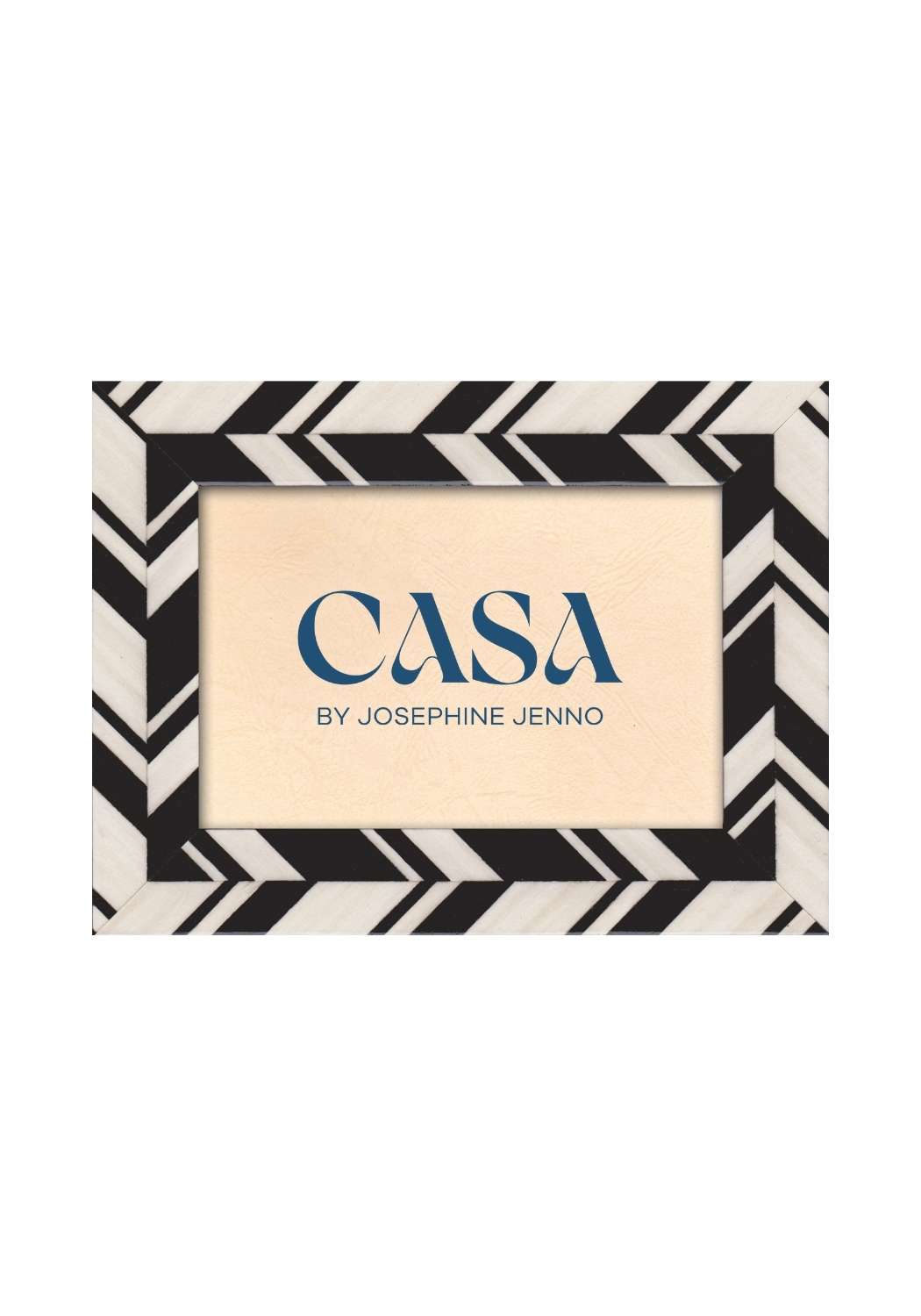 Black and White Marquetry Striped Photo Frame 7x5" - Casa by Josephine Jenno