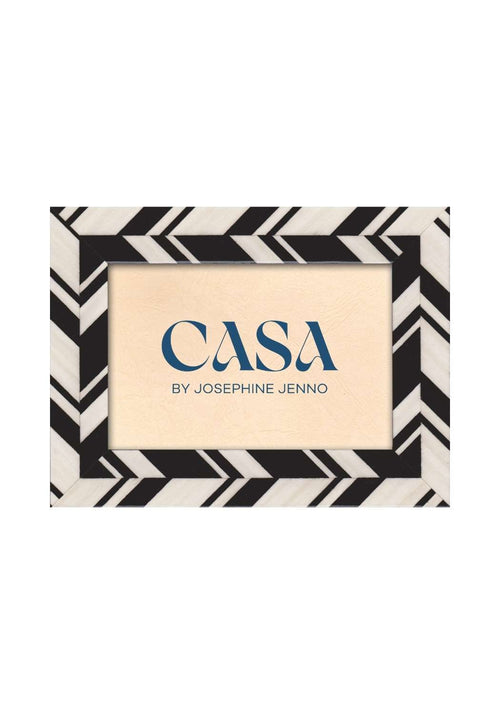 Black and White Marquetry Striped Photo Frame 7x5