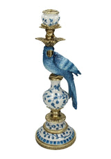 Blue Parrot Decorative Tall Candle Holder 40cm left - Casa by Josephine Jenno