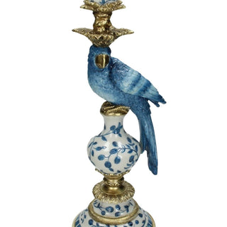 Blue Parrot Decorative Tall Candle Holder 40cm left - Casa by Josephine Jenno