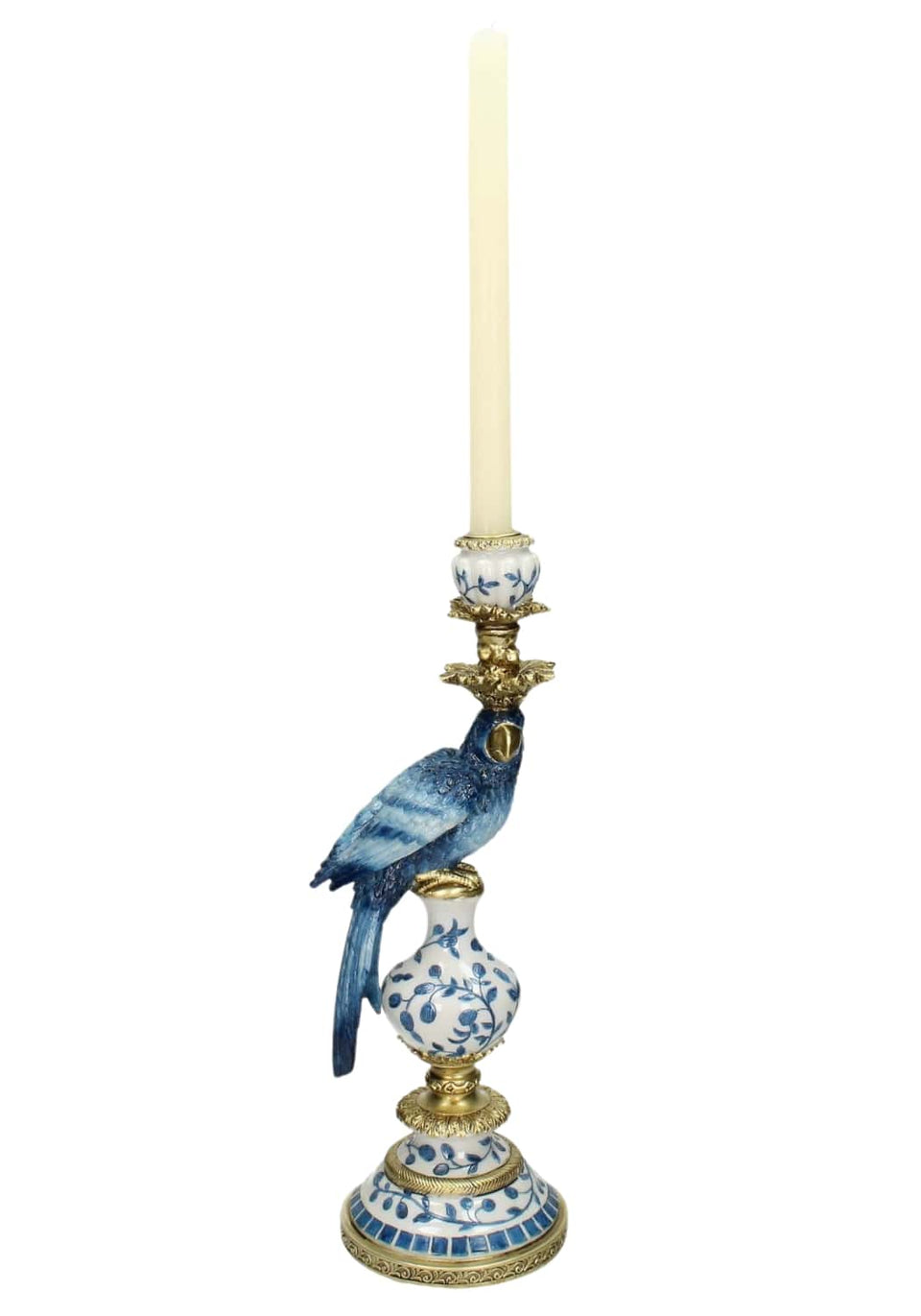 Blue Parrot Decorative Tall Candle Holder Pair 40cm - Casa by Josephine Jenno