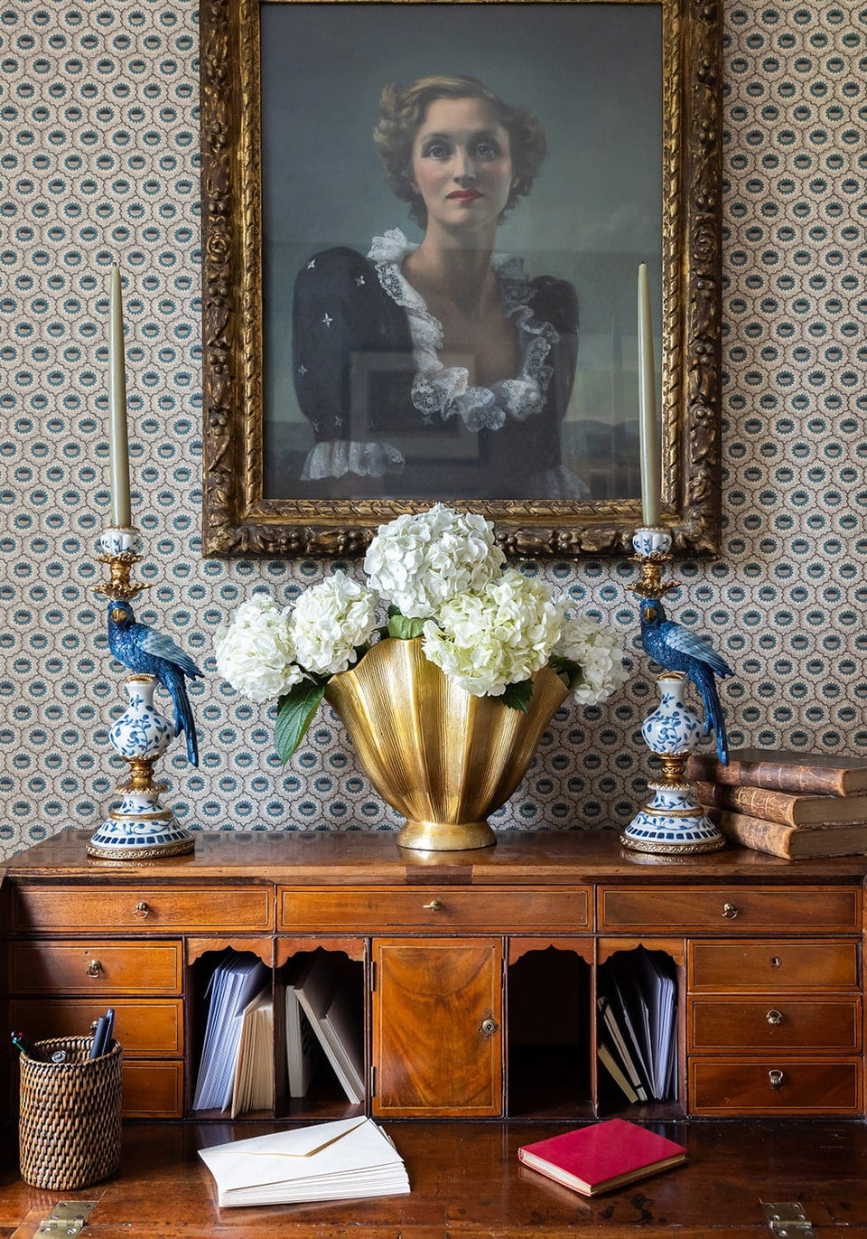 Blue Parrot Decorative Tall Candle Holder Pair 40cm - Casa by Josephine Jenno