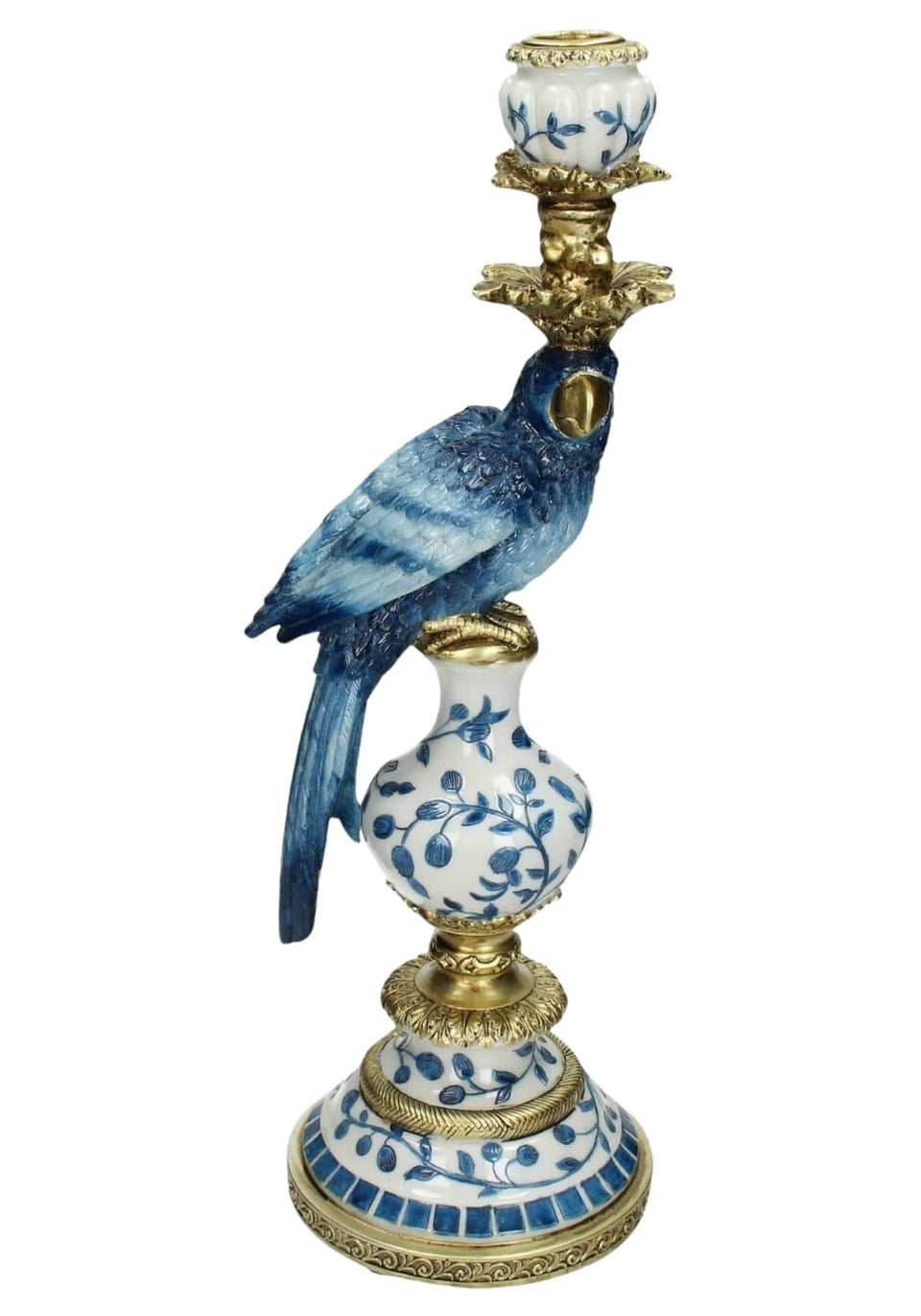 Blue Parrot Decorative Tall Candle Holder Pair 40cm - Casa by Josephine Jenno