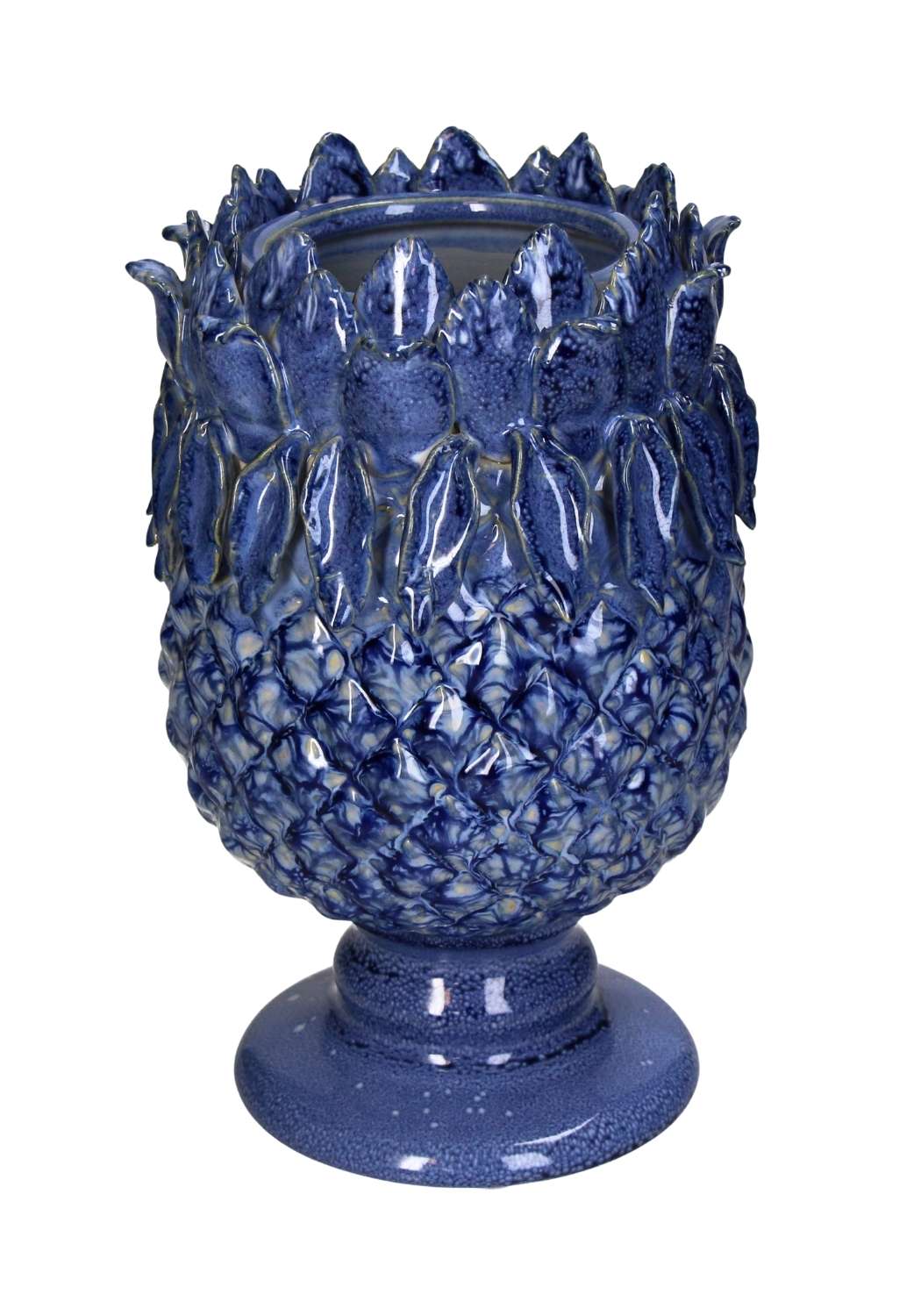 Blue Pineapple Stoneware Vase - Handpainted Statement Piece - Casa by Josephine Jenno