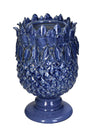 Blue Pineapple Stoneware  Vase - Handpainted Statement Piece