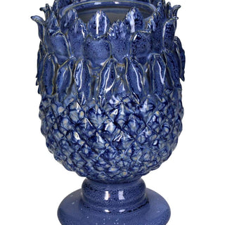 Blue Pineapple Stoneware Vase - Handpainted Statement Piece - Casa by Josephine Jenno