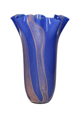 Blue Twist Glass Vase with Scallop - Casa by Josephine Jenno
