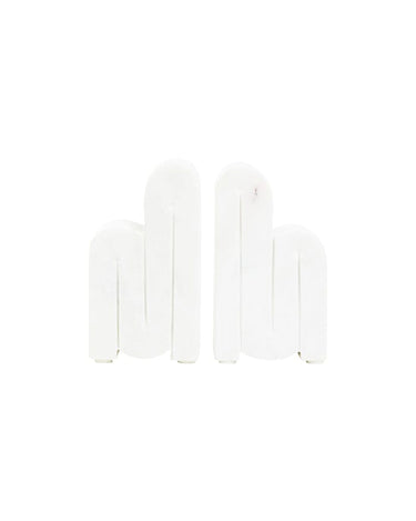 Sculptural Bookends in White Marble