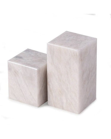 White Marble Cube Design Bookends