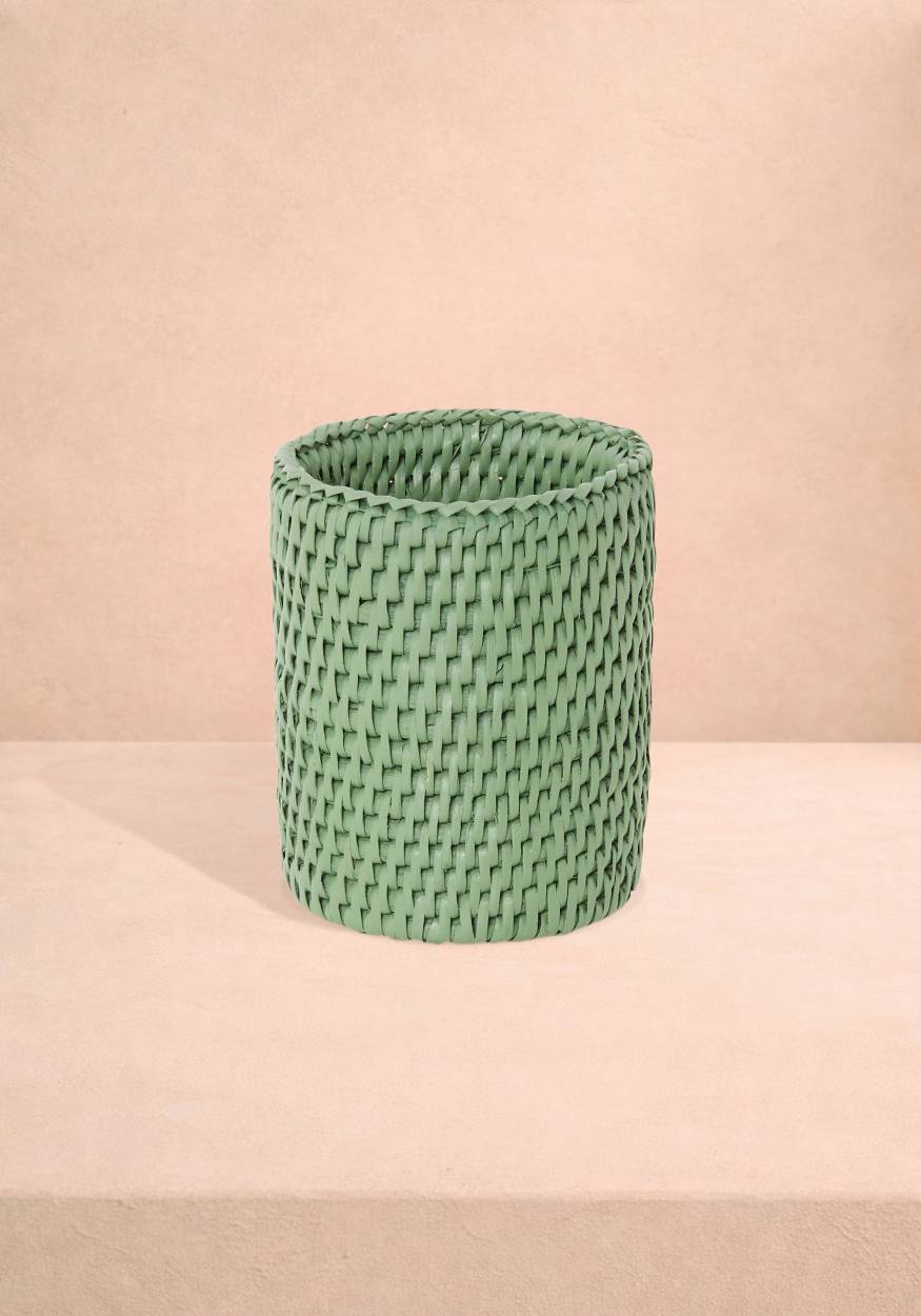Savannah Rattan Bottle Holder - Green