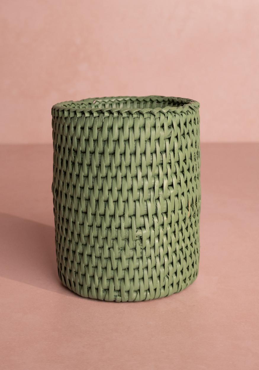 Savannah Rattan Bottle Holder - Green