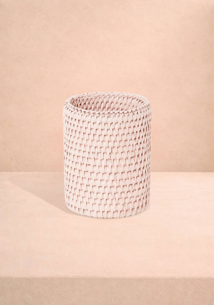 Savannah Rattan Bottle Holder - Pink