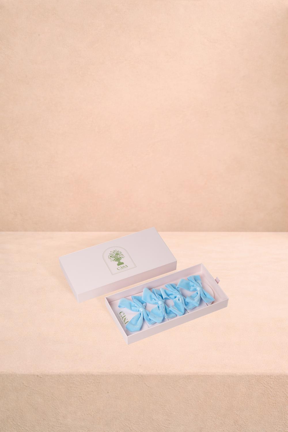 Powder Blue Velvet Bow Collection