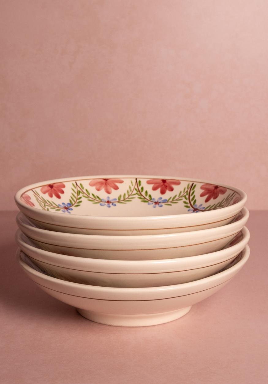 Bowl Camilla Pasta Bowl, Green Garland Set of 4