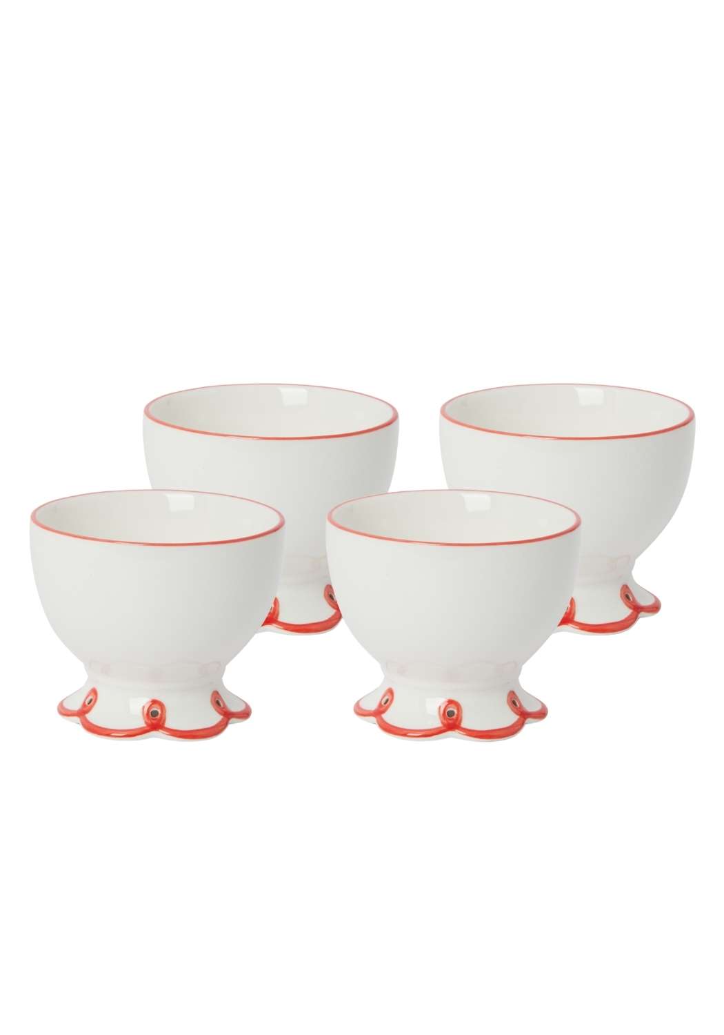 Rosy Scalloped Nibbles Bowl Set 4