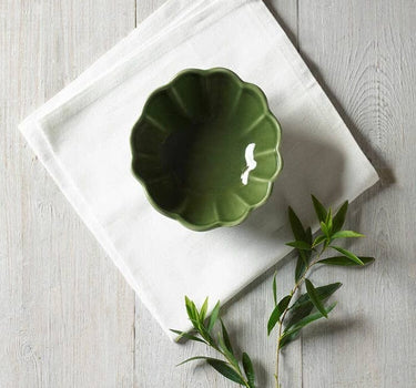Green Scallop Ceramic Dip Bowl