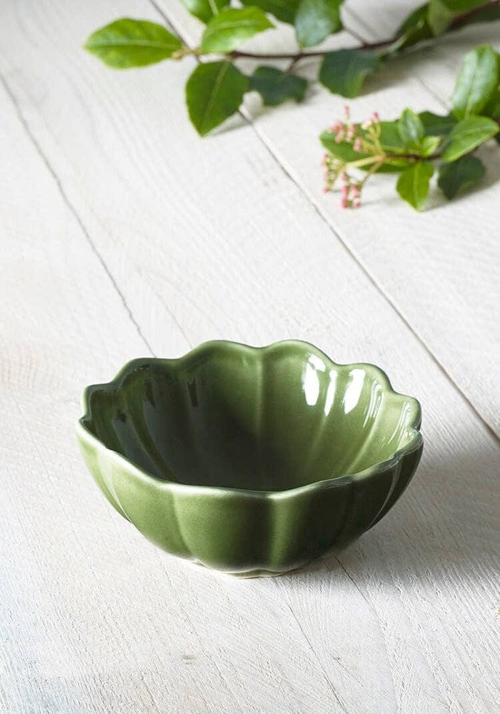 Green Scallop Ceramic Dip Bowl