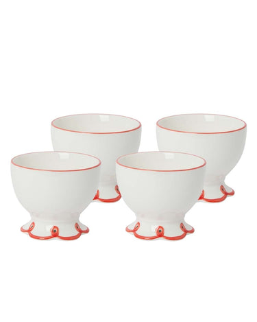 Rosy Red Scalloped Bowl - Set of 4