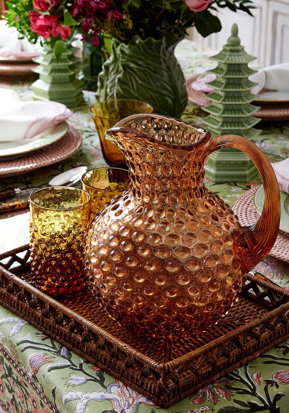 Bronze Dew Drop Jug with 4 Tumblers