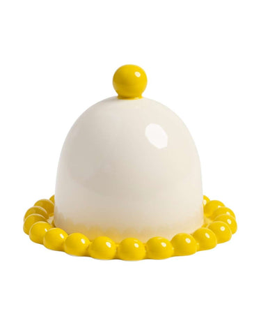 Butter Dish Bobble On Butter Dish - White & Yellow