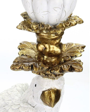 White & Gold Bird Candle Holder