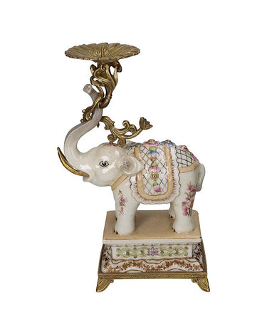 The Porcelain Elephant Candle Holder- White