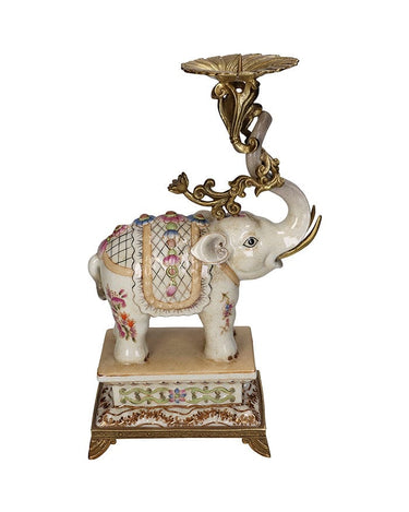 The Porcelain Elephant Candle Holder- White
