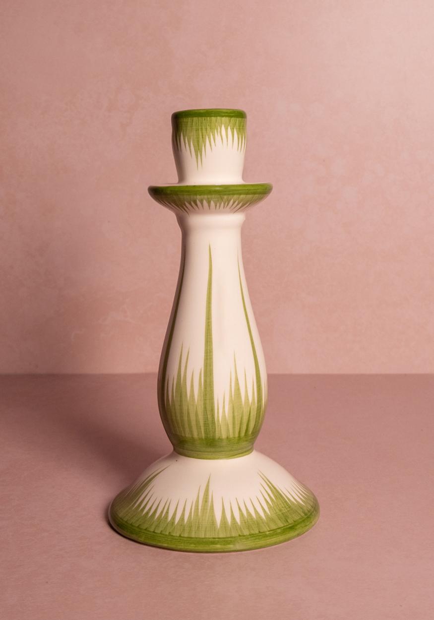 Cara Shell Candle Holder, Green