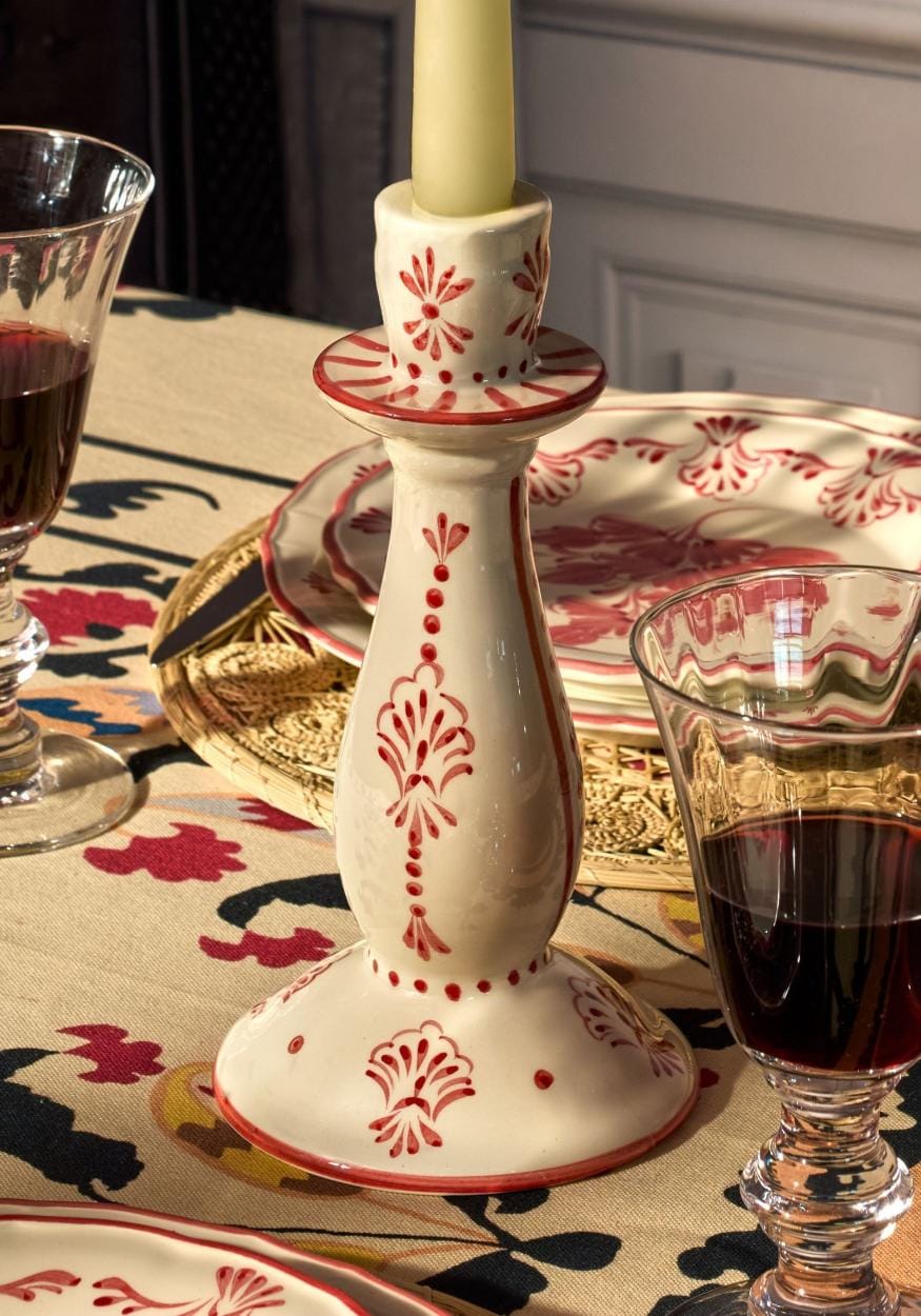 Candle Holder Cara Shell Candle Holder, Red