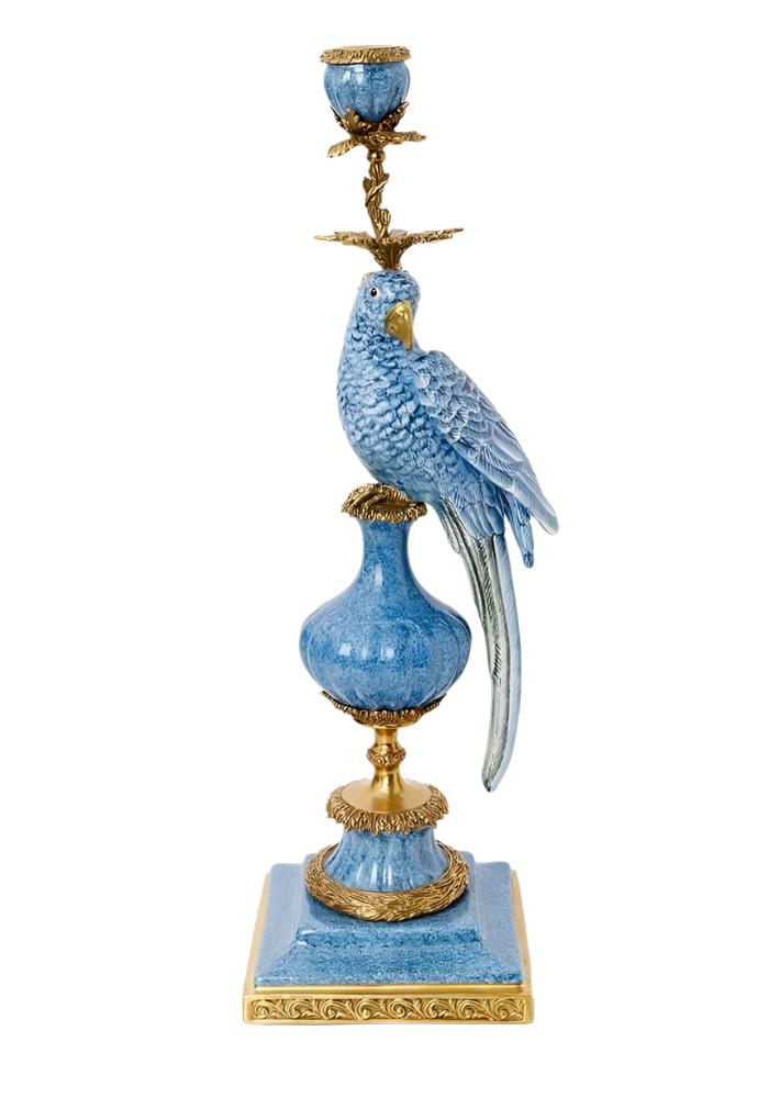 Enamelled Pretty Polly Parrot Candlestick - Right