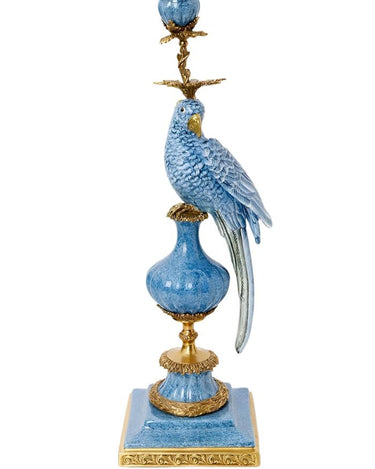 Enamelled Pretty Polly Parrot Candlestick - Right