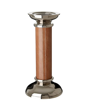Nelson Candle Holder in Brown Leather