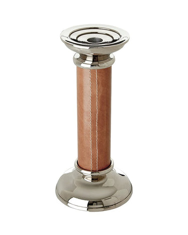Nelson Candle Holder in Brown Leather