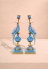 Enamelled Pretty Polly Parrot Candlestick- A Pair