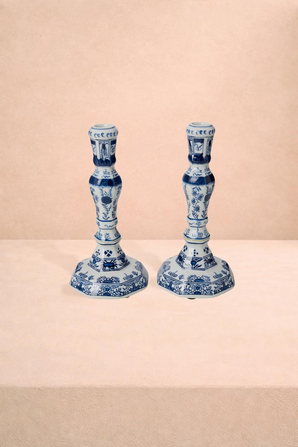 Rijksmuseum Delft Blue and White Candle Holders Pair