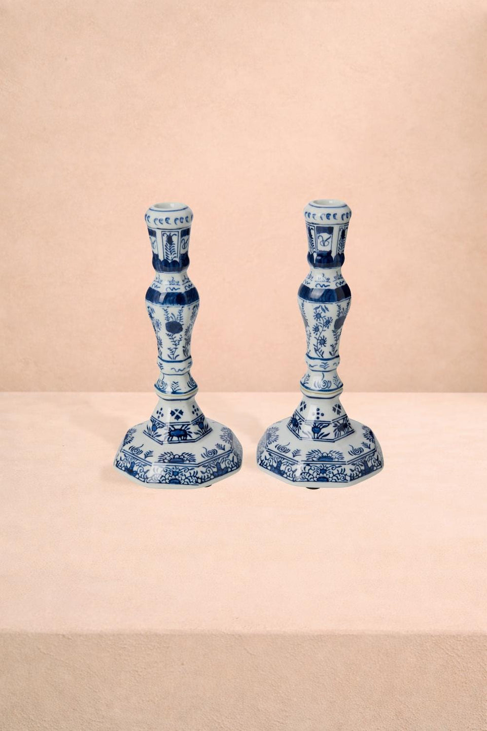 Rijksmuseum Delft Blue and White Candle Holders Pair