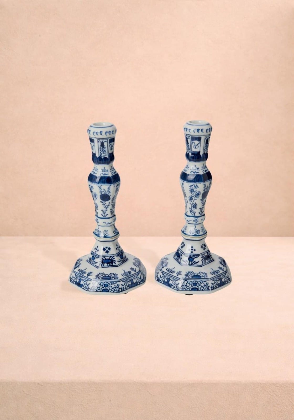 Candle Holders Rijksmuseum Delft Blue and White Candle Holders (Pair)
