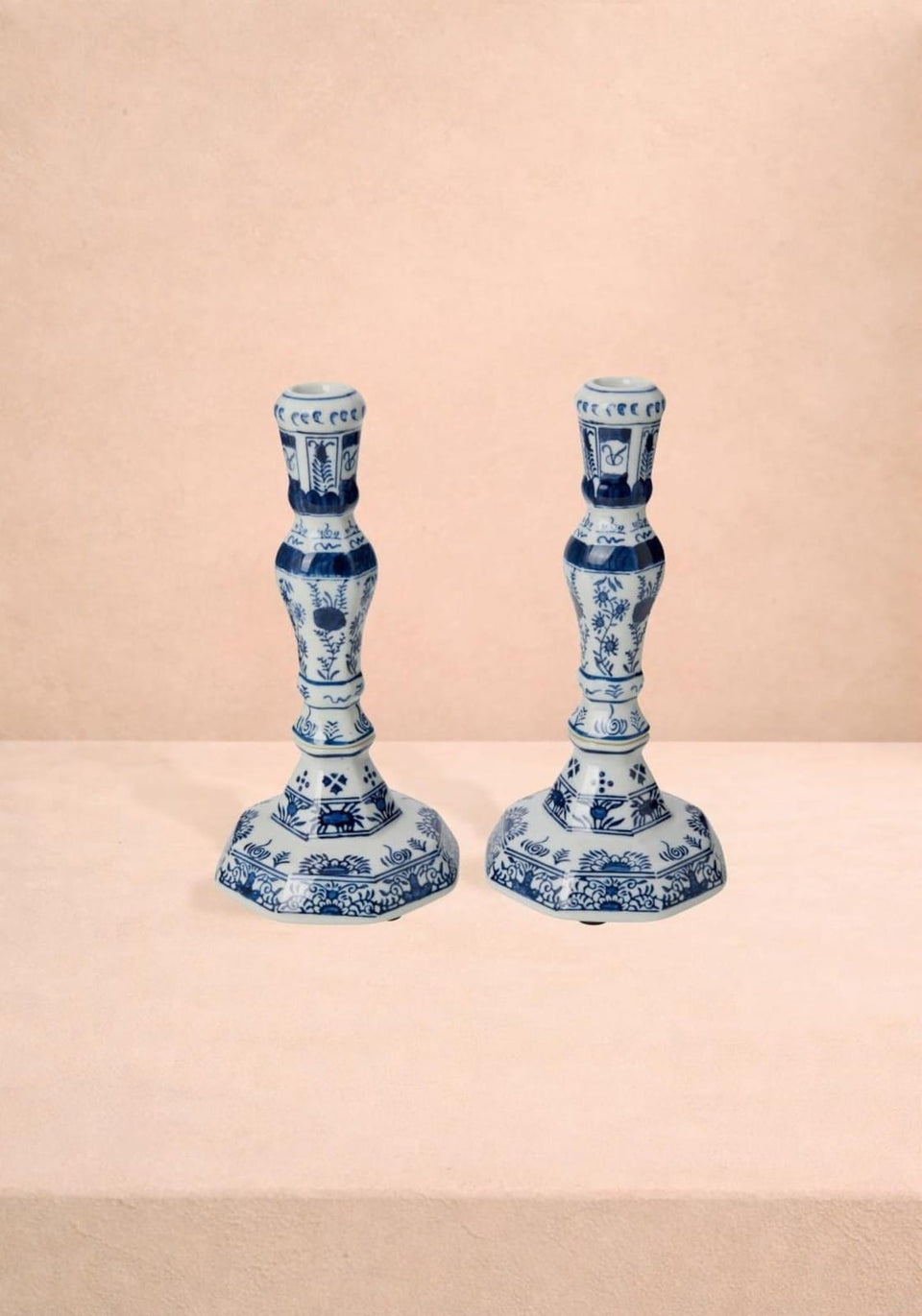 Candle Holders Rijksmuseum Delft Blue and White Candle Holders (Pair)
