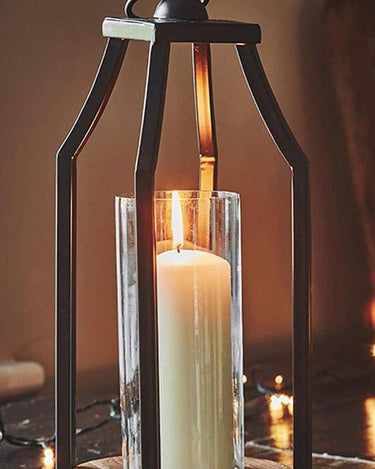 Acacia Wood Lantern Candle Colder